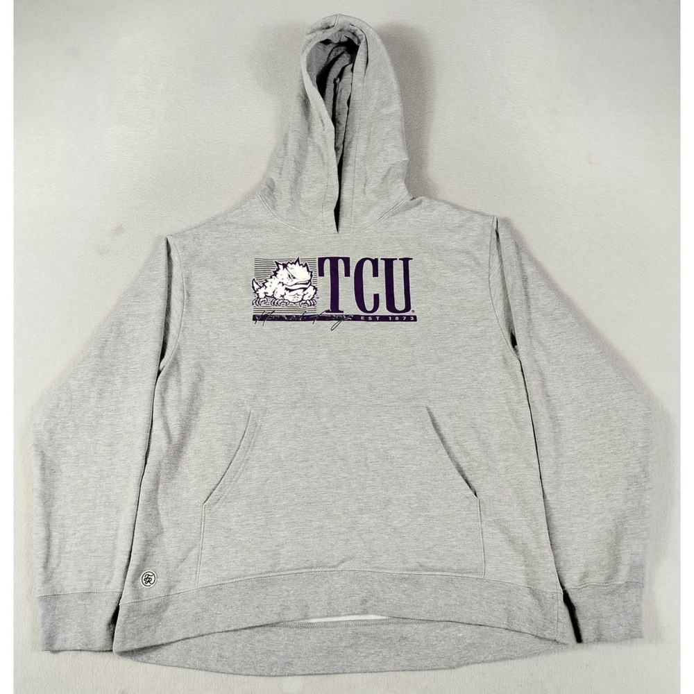 TCU Horned Frogs Sweatshirt Womens Medium Gray NCAA Fall Rush Hoodie Athleisure